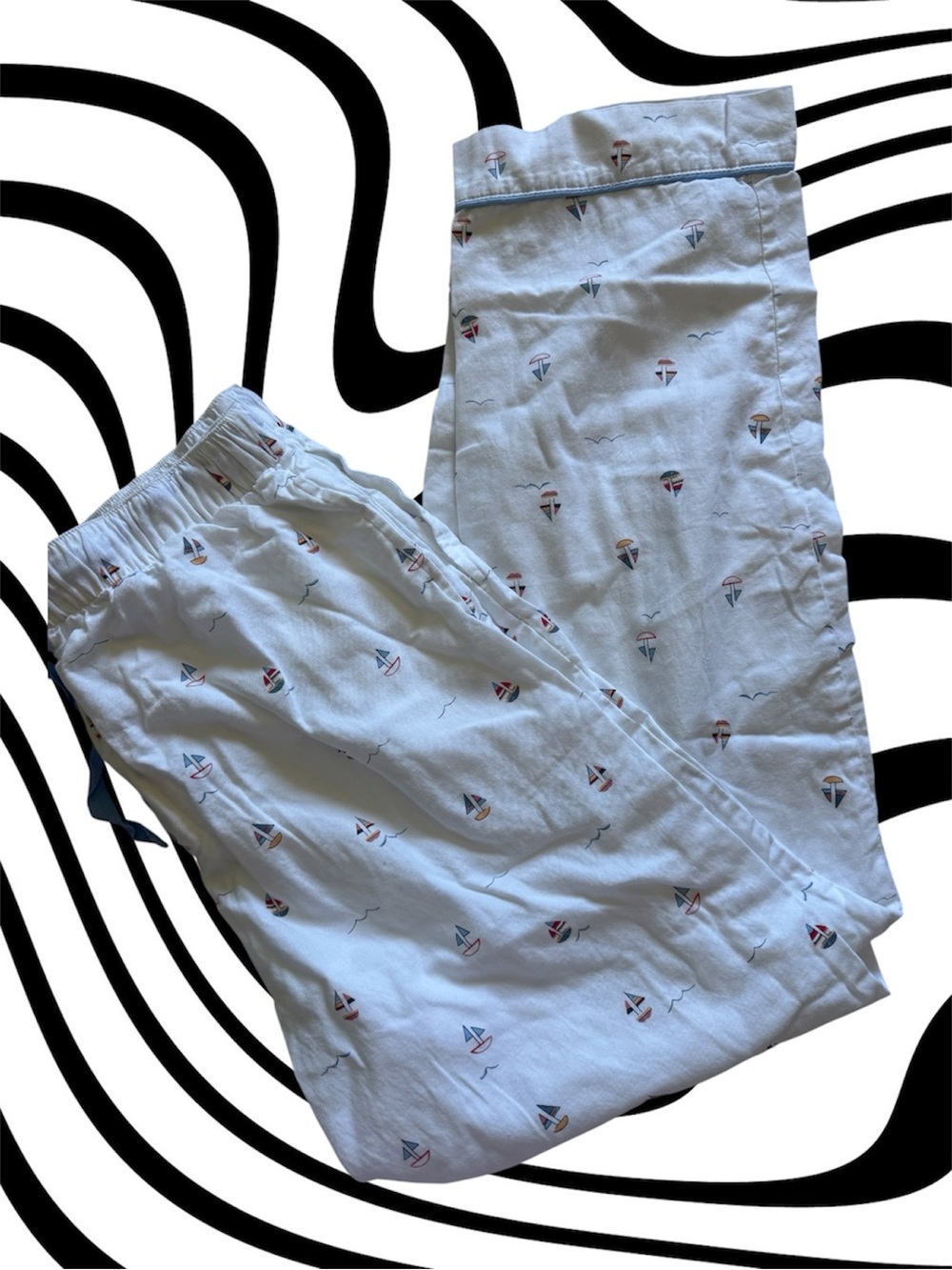 Men’s White Cotton Nautical Print Pajama bundle - Picture 3 of 7